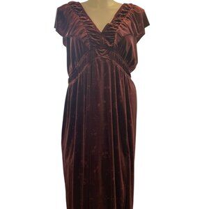 Dress 3X 4X Brown/Burgundy Velvet Floral Midi Babydoll Boho Whimsigoth Romantic